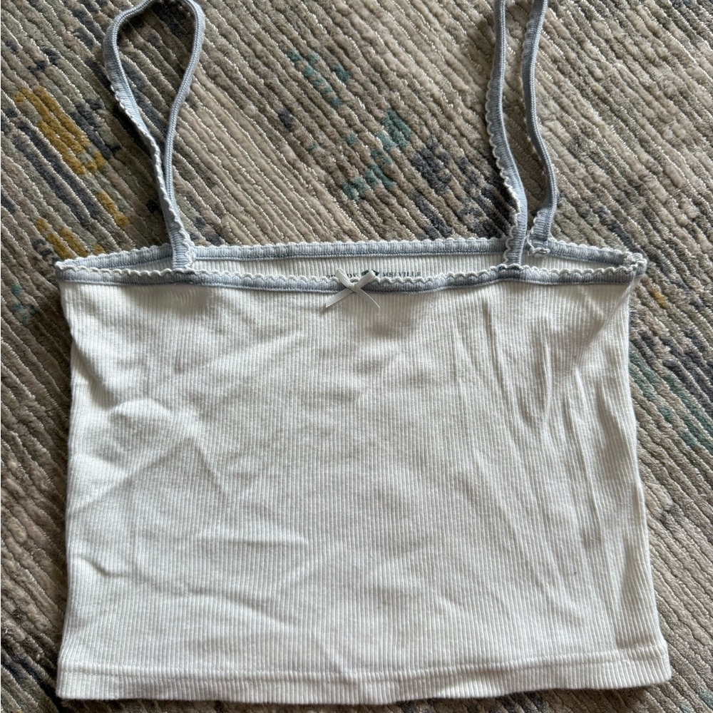 Brandy Melville White Tank with Gray Edging